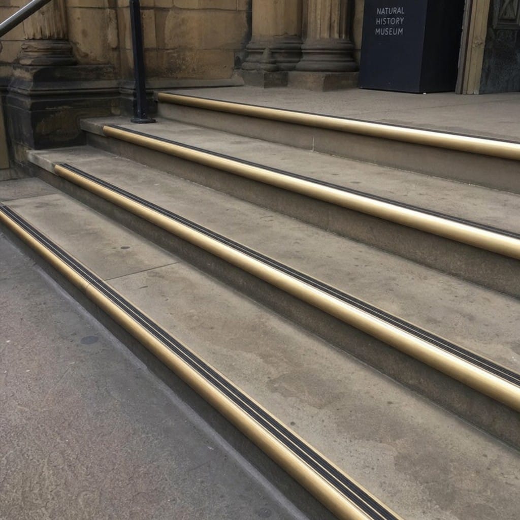 Customer photo review of Solid Brass Ramped Stair Nosing 83x40mm Cut to Any Size