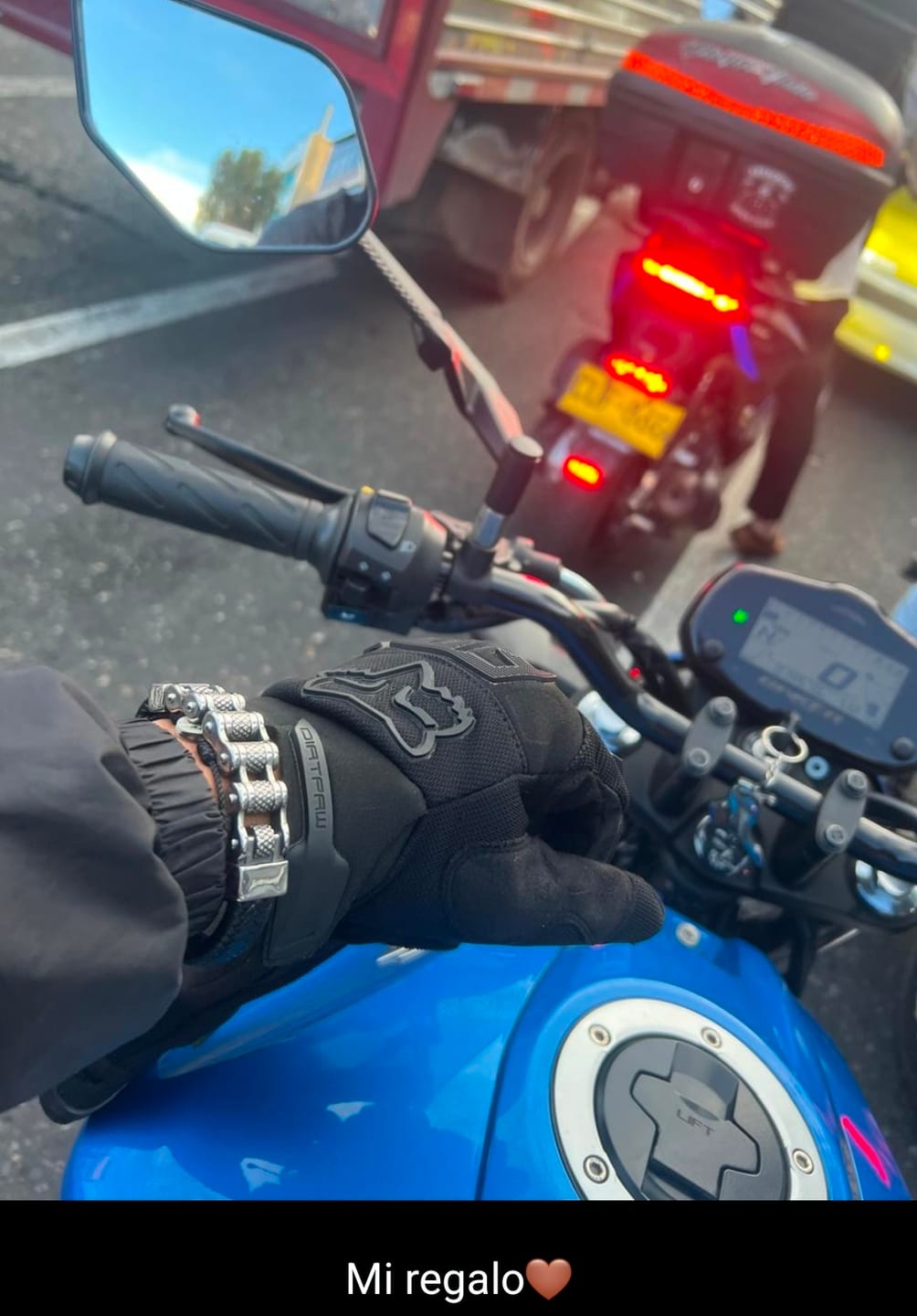 Customer photo review of Pulsera Biker Cuero Trenzado y Eslabón⛓️