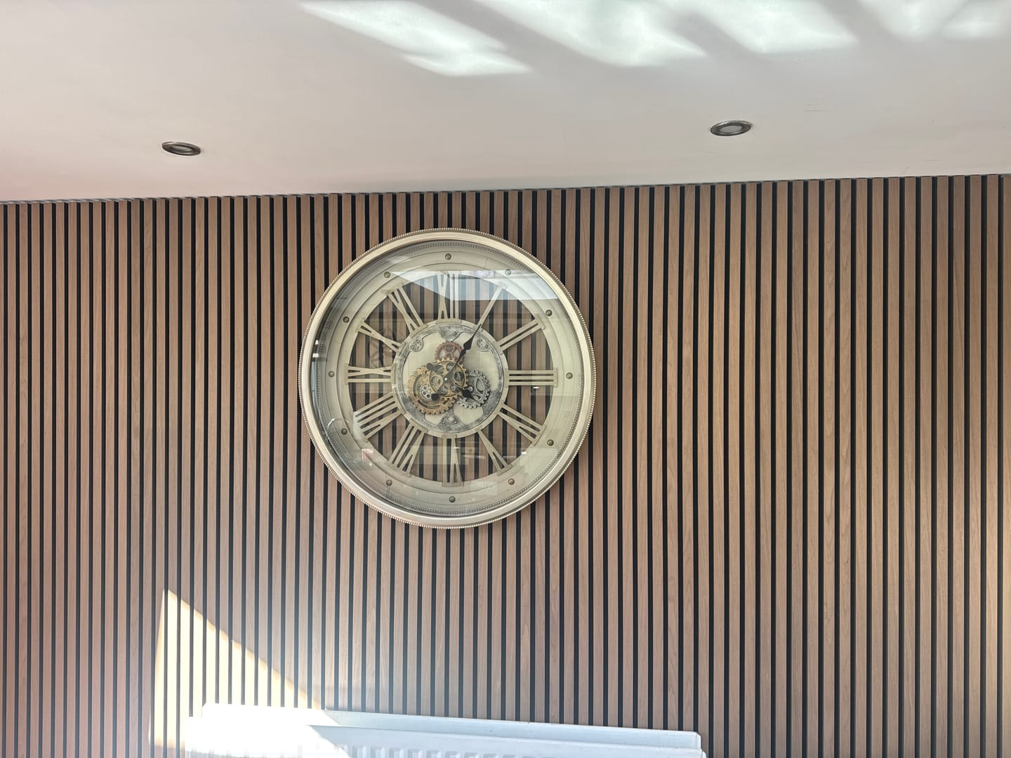Customer photo review of SlatWall Acoustic Medium Oak Slatted Wall Panel