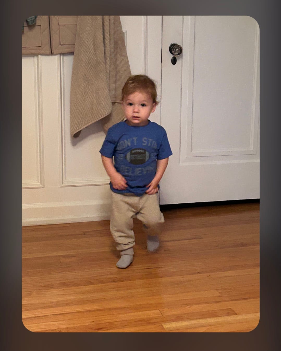 Customer photo review of Ink Detroit - Don't Stop Believin' 1957 Toddler T-Shirt - Heather Royal Blue
