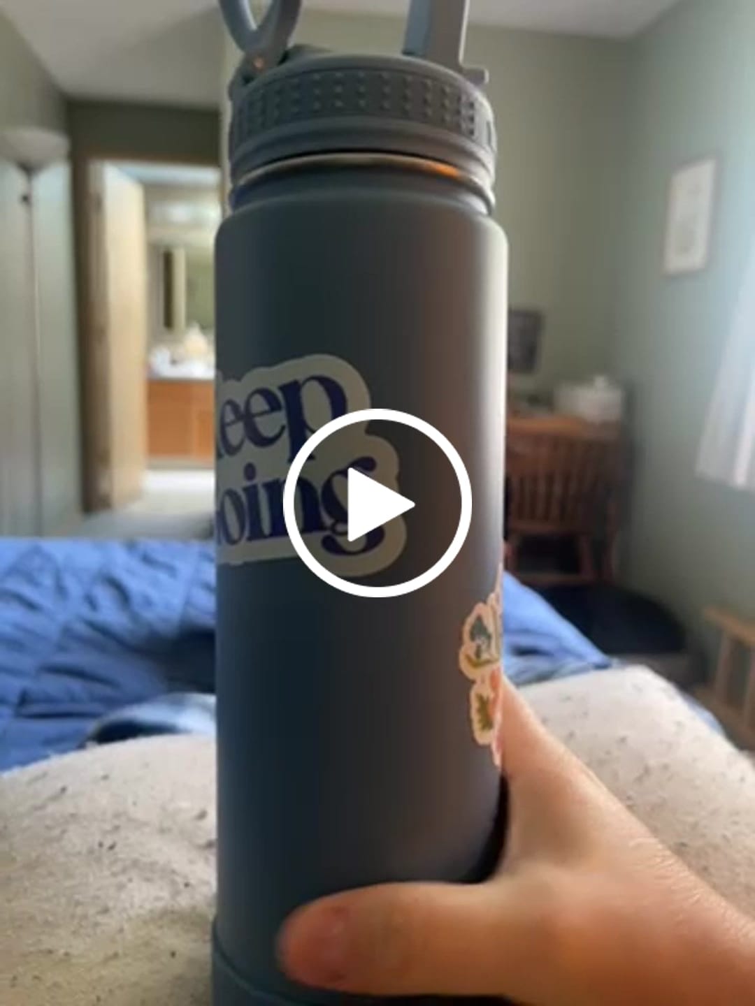 Customer video review of "Keep going" Blue Motivational Quote Sticker