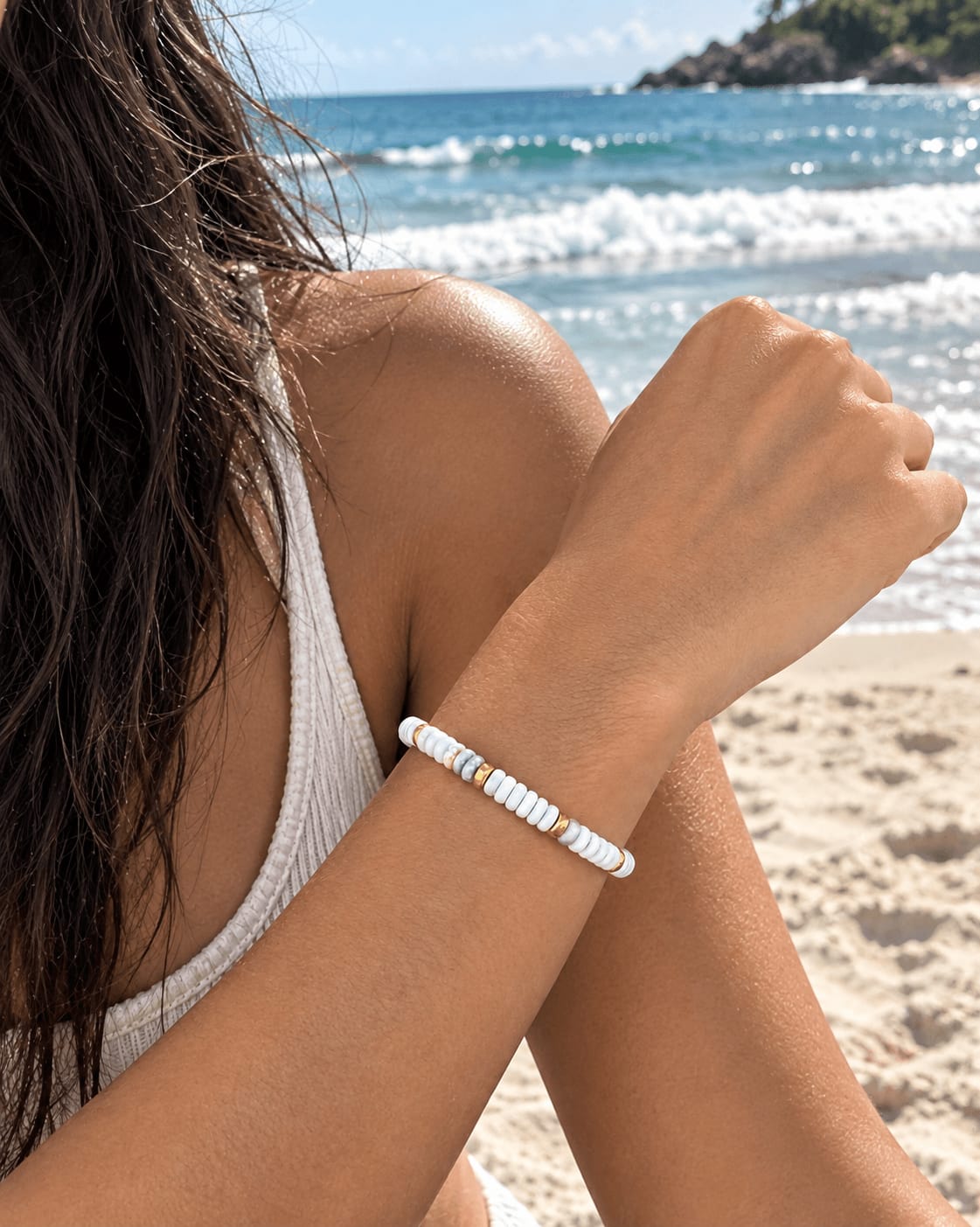 Customer photo review of Agate Disc Bead Cord Bracelet