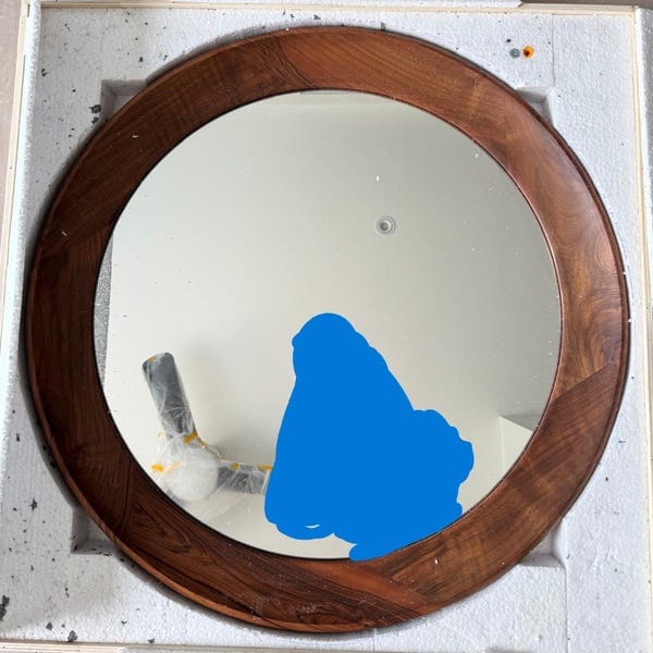 Customer photo review of Walnut Round Wall Mirror – Meridian