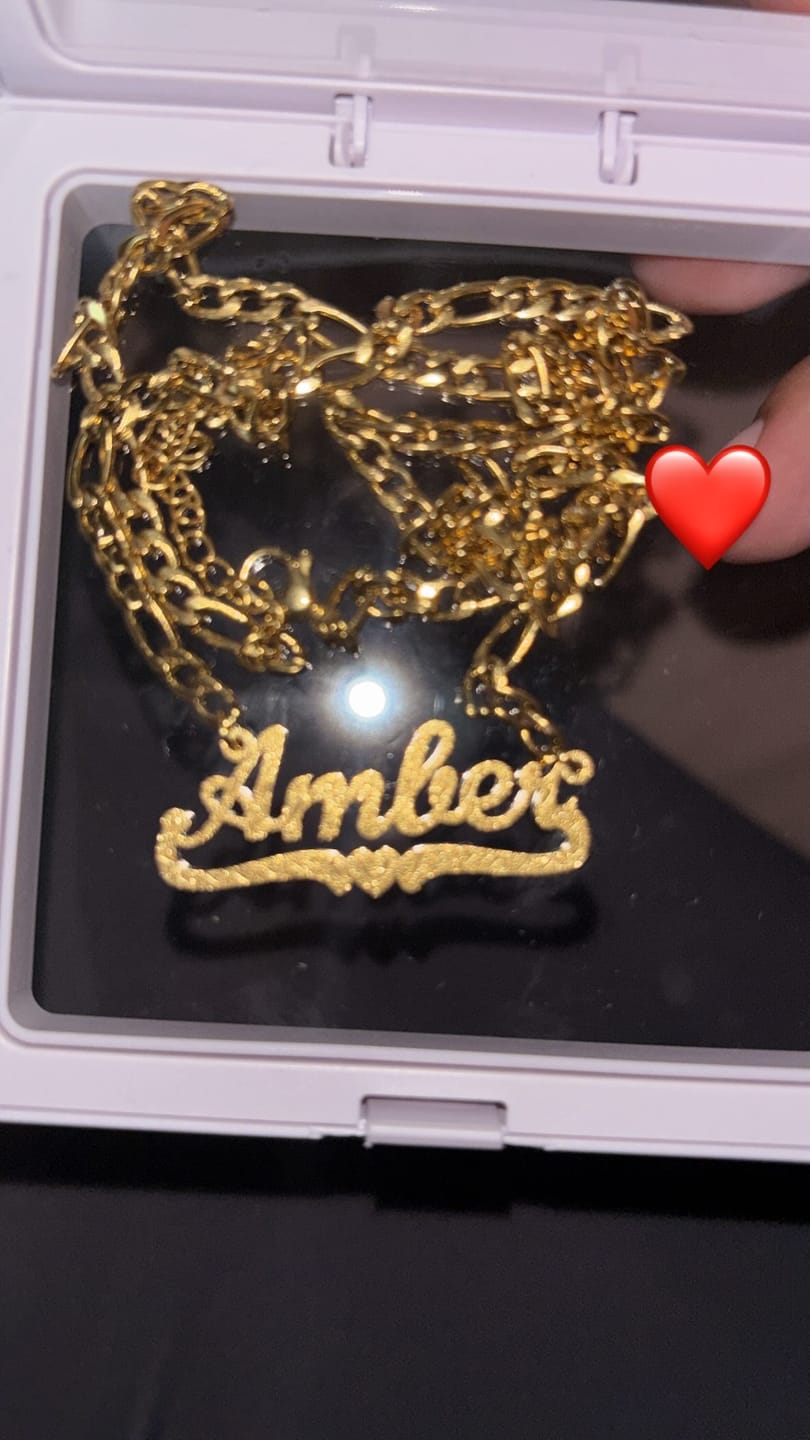 Customer photo review of Diamond Cut Heart Name Necklace
