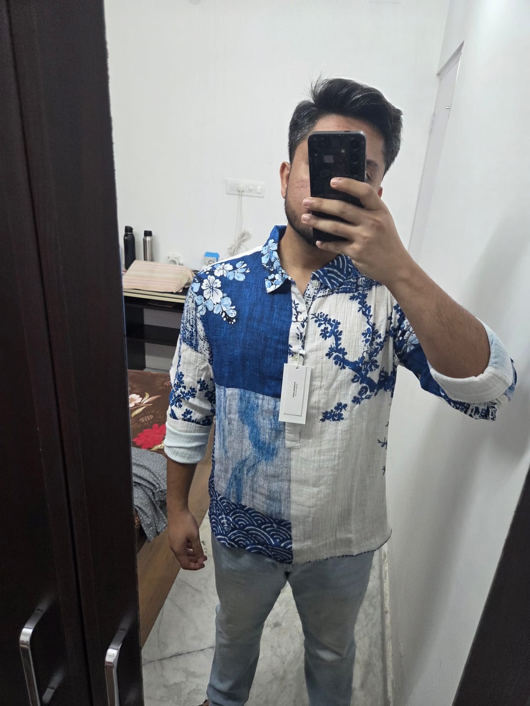 Customer photo review of Blue Patch Print Kurta Shirt 100% Cotton