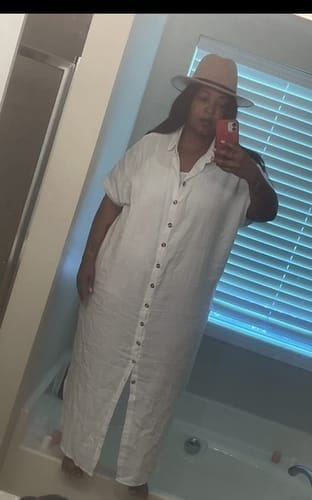 Customer photo review of Emoswim - Weißer einfarbiger langer Sonnenschutz-Cardigan Cover-Up