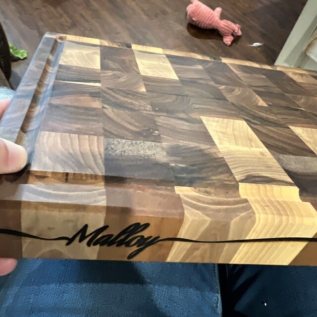 Customer photo review of Personalized Cutting Boards for 5+ — Family, Corporate & Closing Gifts
