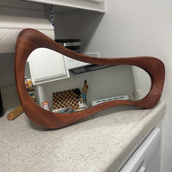 Customer photo review of Walnut Asymmetrical Wall Mirror – Luna