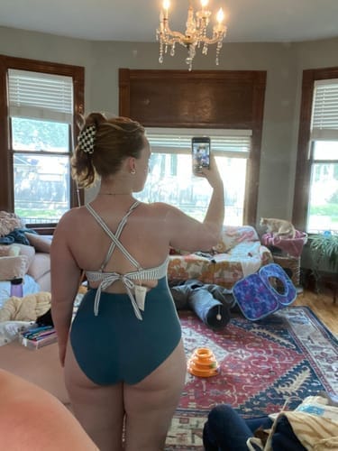 Customer photo review of Emoswim - Damen Badeanzüge Push-Up Bauchweg Bademode V-Ausschnitt Cut-Out Bedeckende Bademode