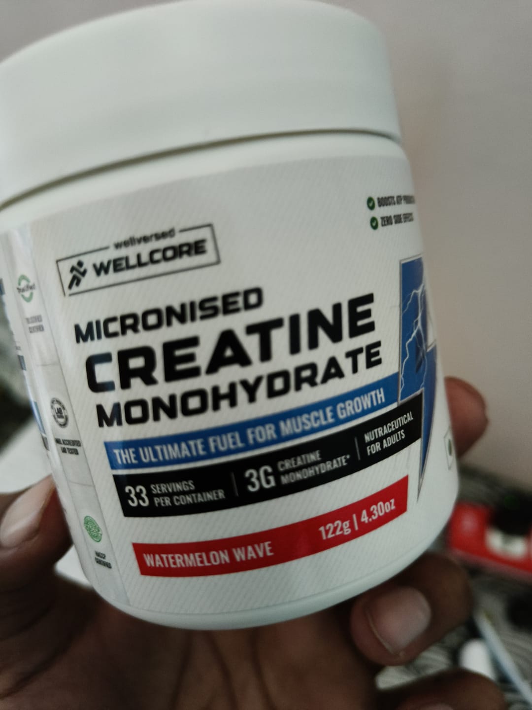 Customer photo review of Wellcore - Pure Micronised Creatine Monohydrate | Watermelon Wave (122g, 33 servings)