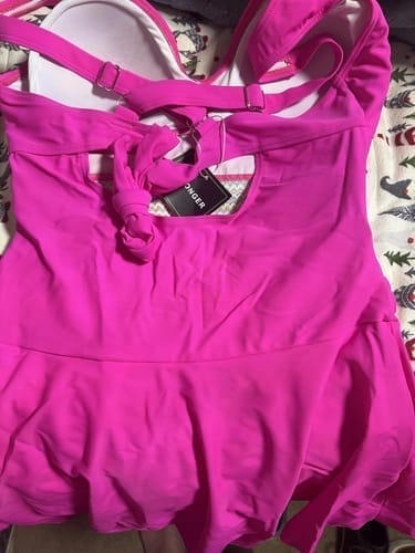 Customer photo review of Emoswim - Damen Badekleid Bauchweg Badeanzüge Schlankmachend Colorblock Kordelzug Bademode