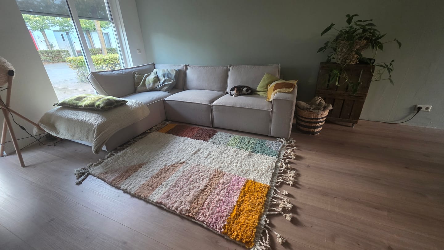 Customer photo review of Custom Beni Ourain Rug - The Oasis Palette Abstract Colorblock