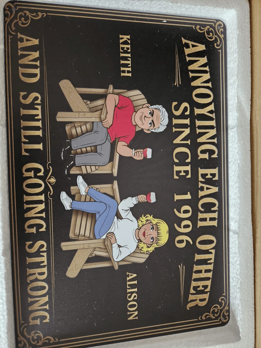 Customer photo review of Annoying Each Others For Couples - Personalized Horizontal Metal Sign