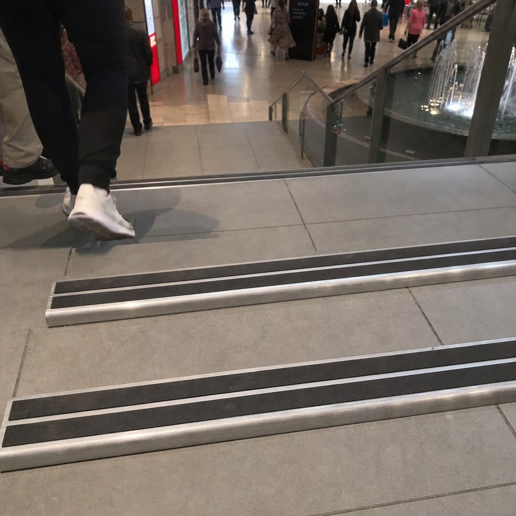 Customer photo review of Aluminium Stair Nosing 90mm Bullnose Twin Insert, 3.22m