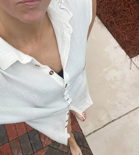 Customer photo review of Emoswim - Weißer einfarbiger langer Sonnenschutz-Cardigan Cover-Up