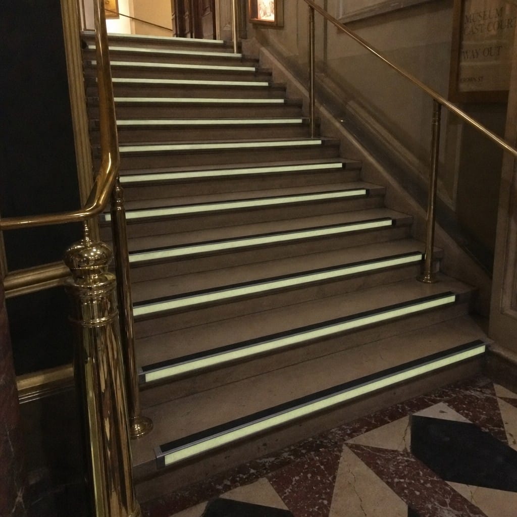 Customer photo review of Photoluminescent Anti-Slip Aluminium Stair Nosing - Glow in the Dark Ramp Profile