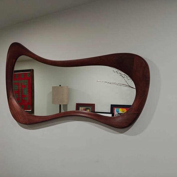 Customer photo review of Walnut Asymmetrical Wall Mirror – Luna