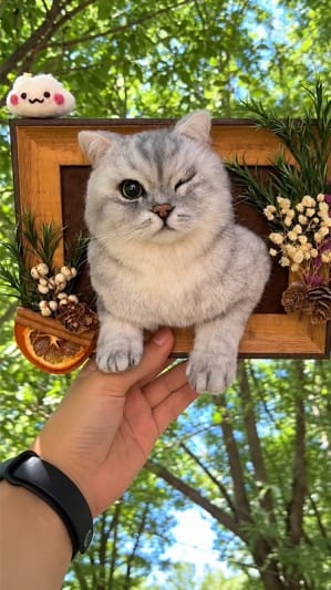 Customer photo review of Custom 3D Felted Cat Frame Portrait