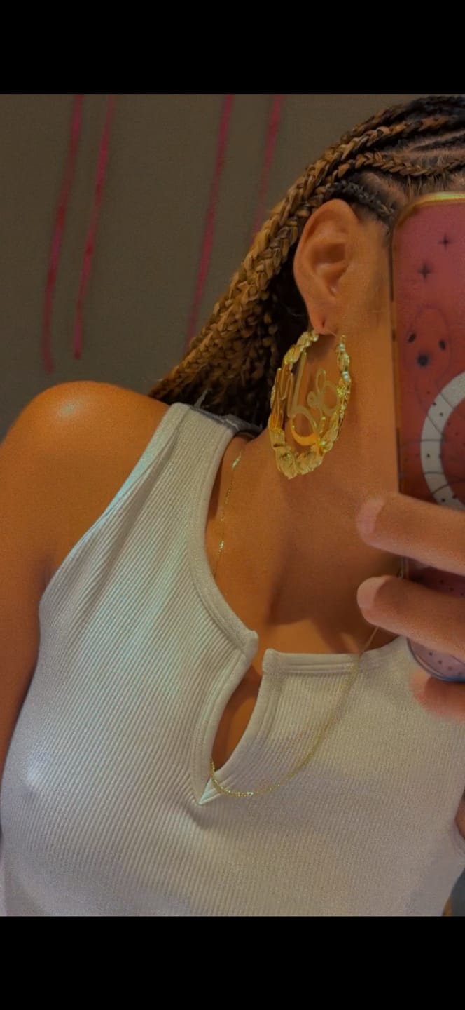 Customer photo review of XOXO Name Hoop Earrings