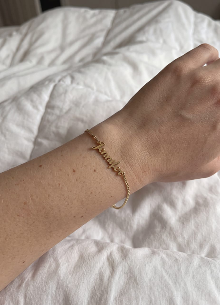 Customer photo review of Custom Script Name Bracelet
