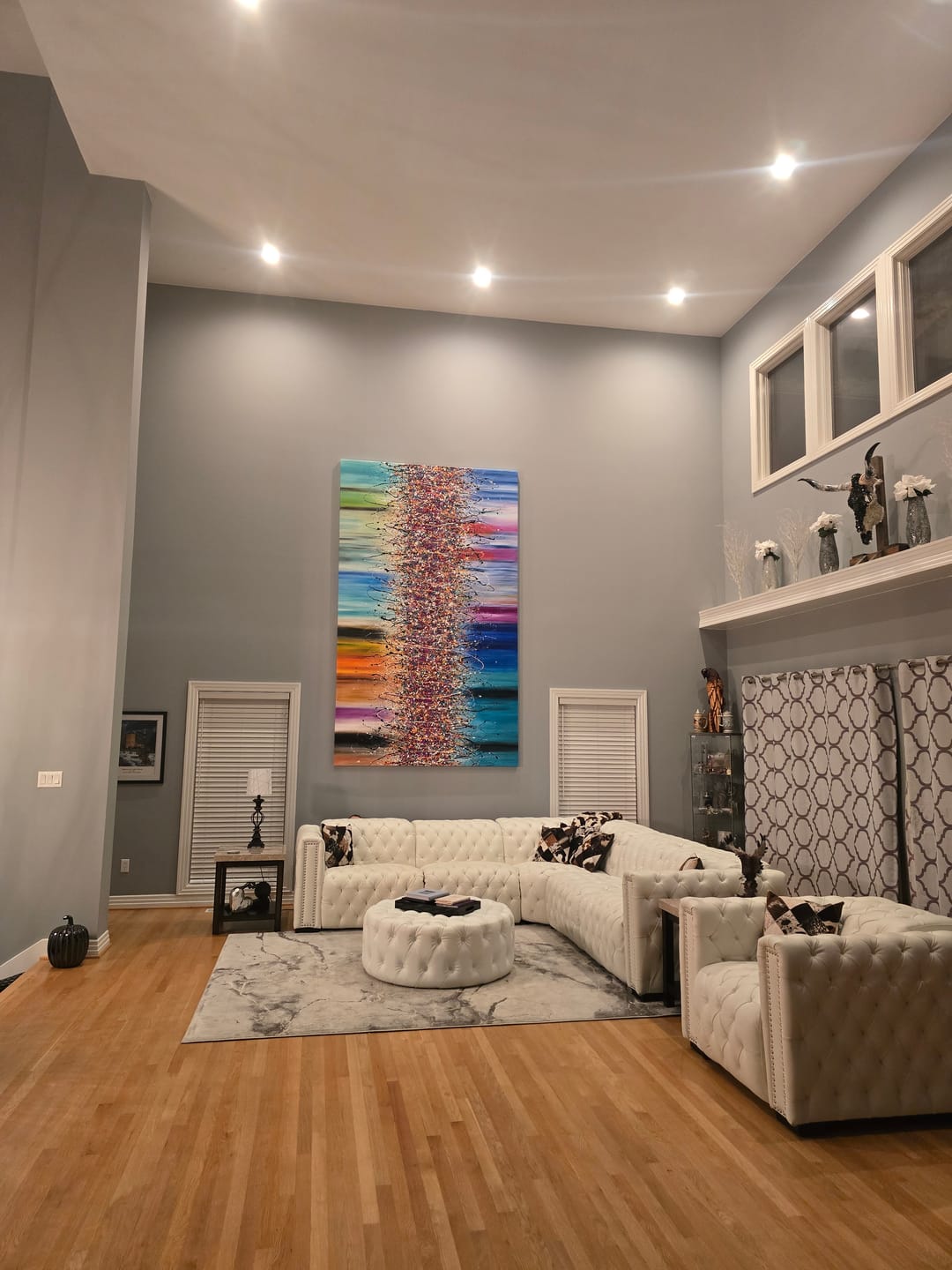 Customer photo review of Large Abstract Wall Art – Heavenly Beauty Drip Painting for Living Room