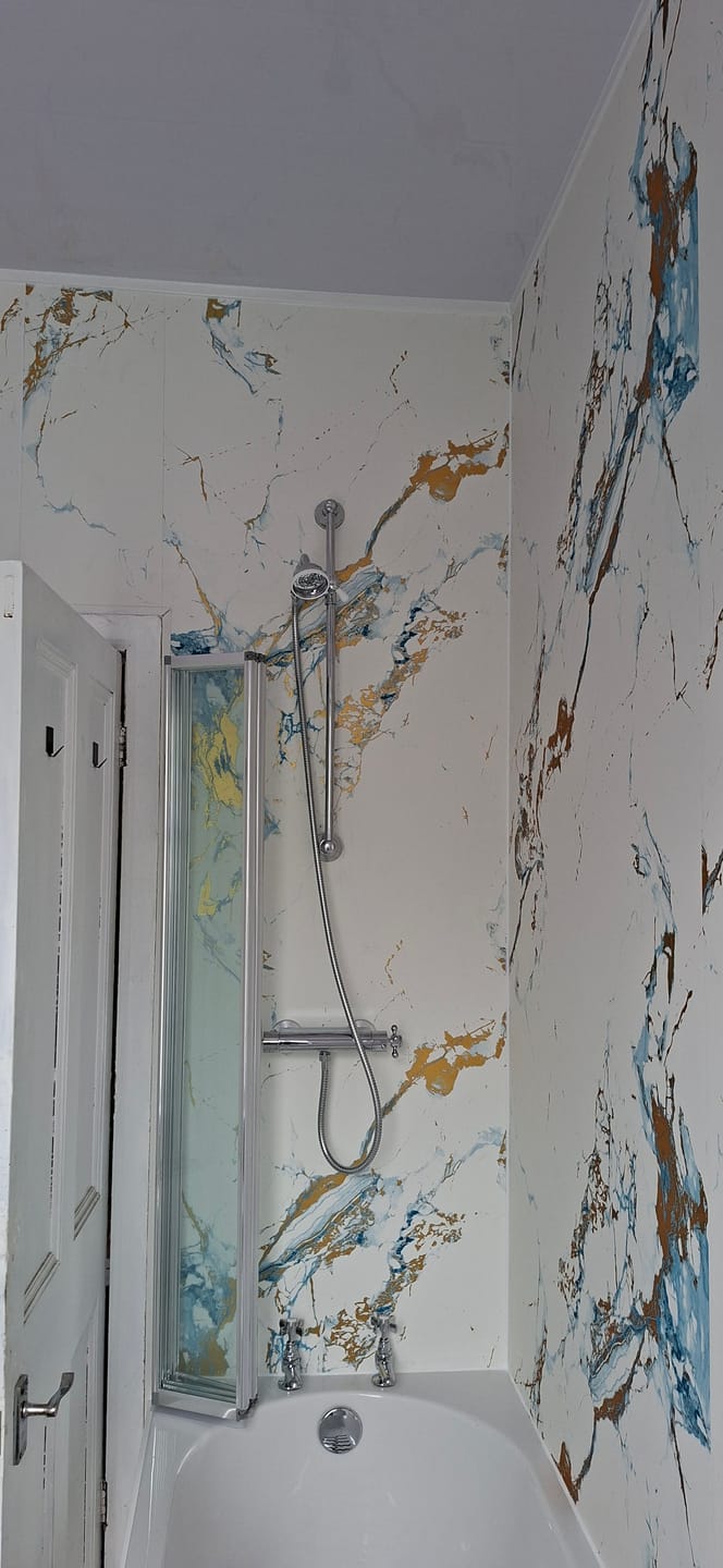 Customer photo review of 10mm Oro Blue Ultra Matt Shower Panel 1M x 2.4M