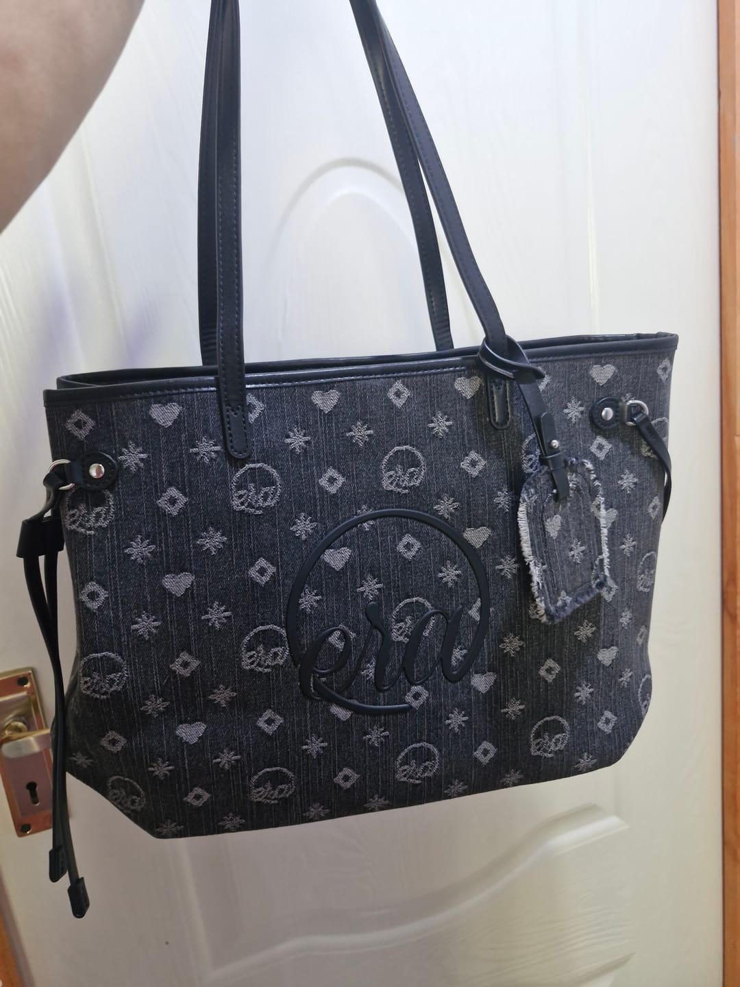 Customer photo review of Midnight Muse Denim Tote