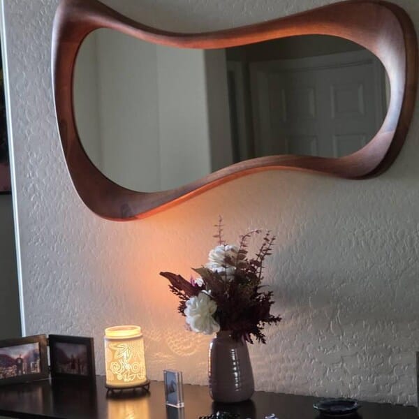 Customer photo review of Walnut Asymmetrical Wall Mirror – Luna