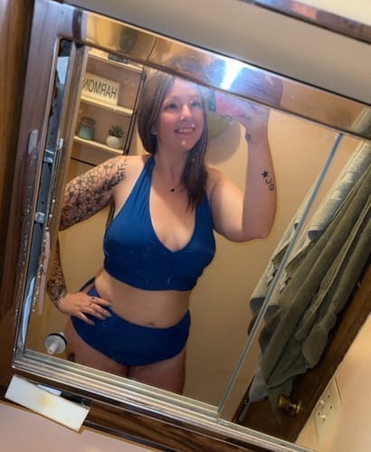 Customer photo review of Emoswim - Bauchweg Bademode Bedeckende High Waist Bikini-Sets