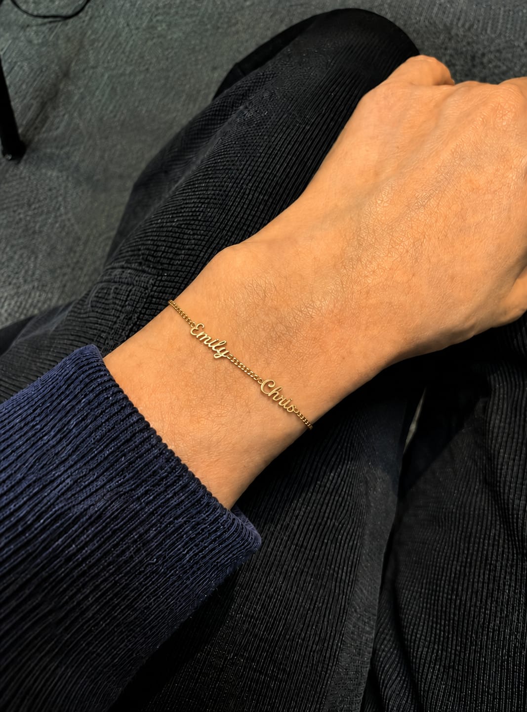 Customer photo review of Custom Script Name Bracelet