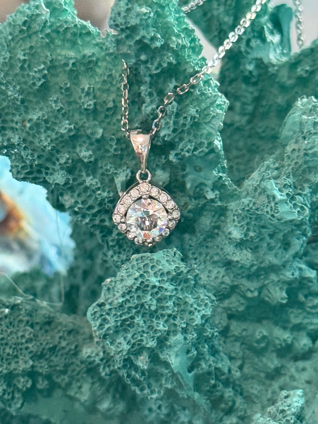 Customer photo review of Celeste 18k White Gold Plated Pendant Necklace with Swarovski Crystals