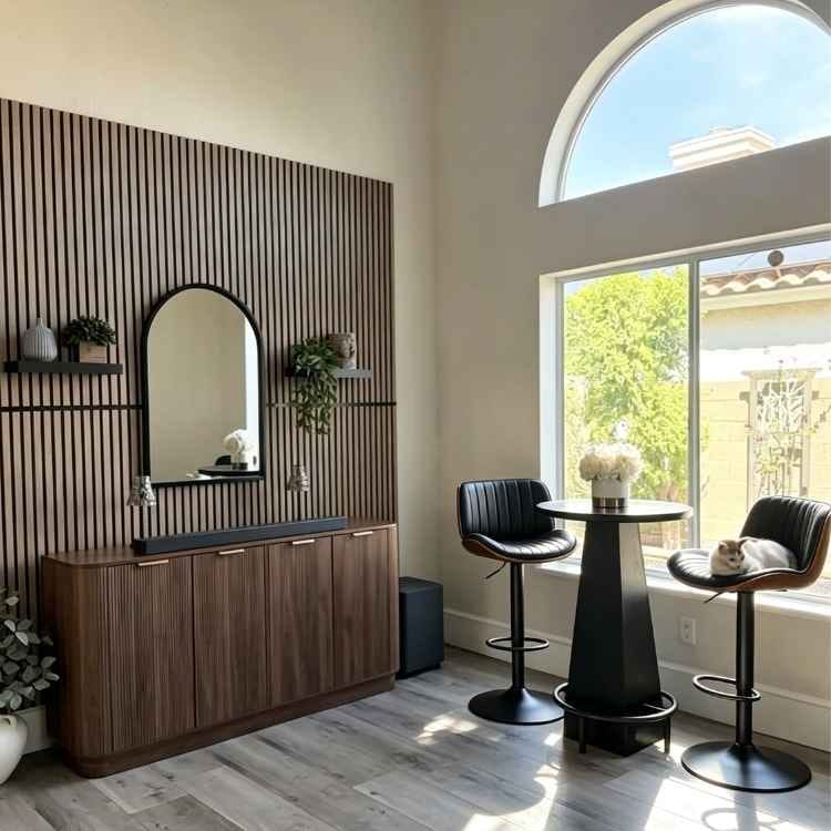 Customer photo review of Adjustable Armless Bucket Leather Swivel Bar Stool