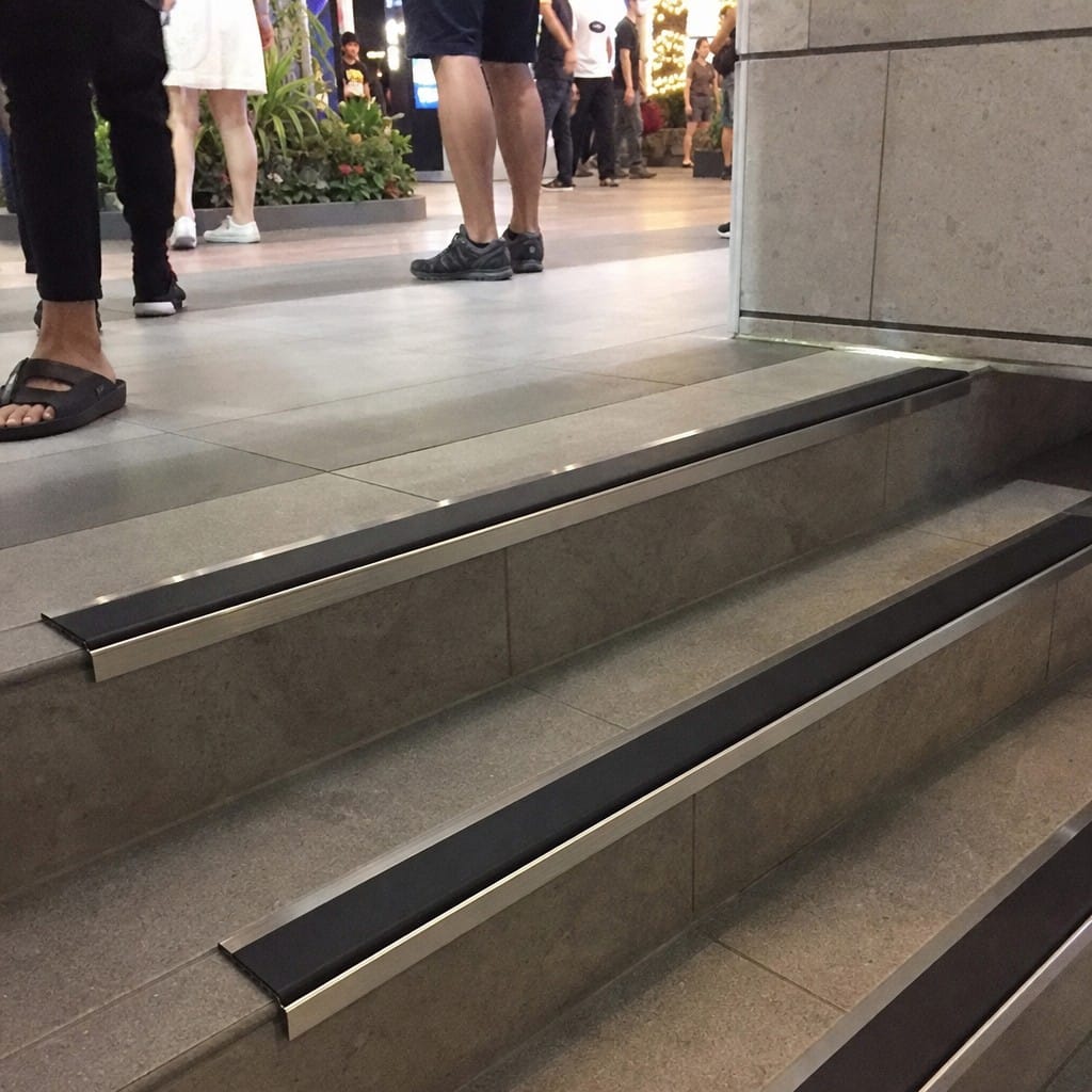 Customer photo review of Black, Bronze & Mirror Aluminium Stair Nosing 70x32mm Square Edge, Single Anti-Slip Insert