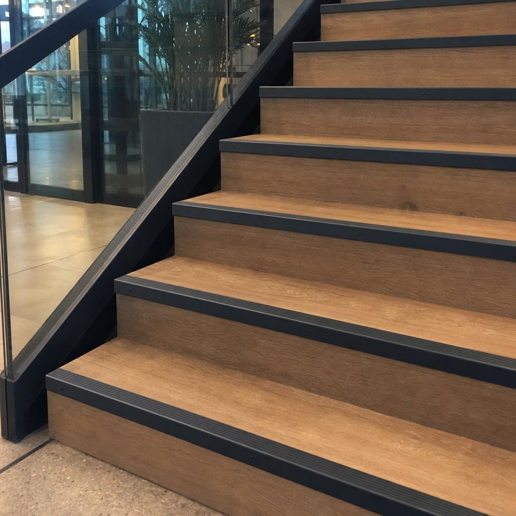 Customer photo review of Aluminium Stair Nosing 62x32mm Square Edge, 5mm Gauge, 1m & 2m