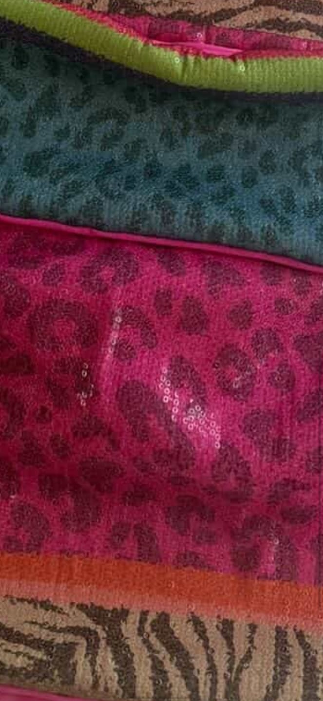 Customer photo review of Multicolour Animal Stripe Sequin Fabric by the Metre