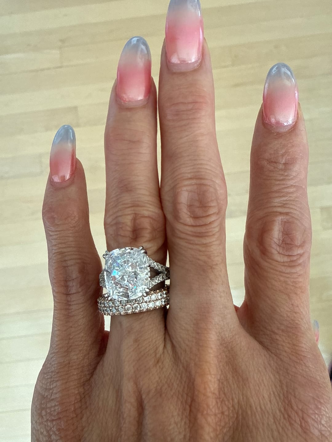Customer photo review of Classic Sterling Silver Cushion Cut Engagement Ring