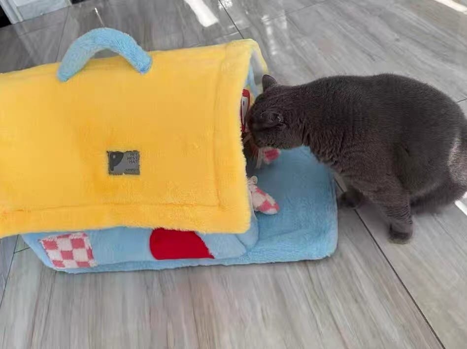 Customer photo review of Cozy House Cat Bed