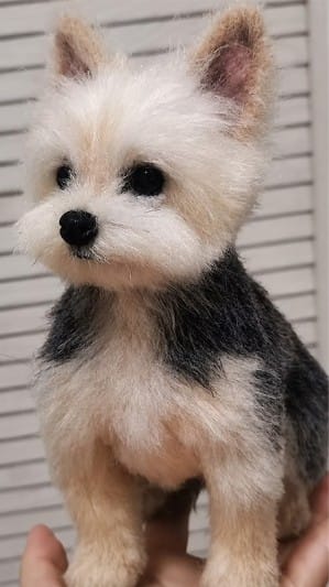 Customer photo review of Custom Full-Body Felted Pet Sculpture