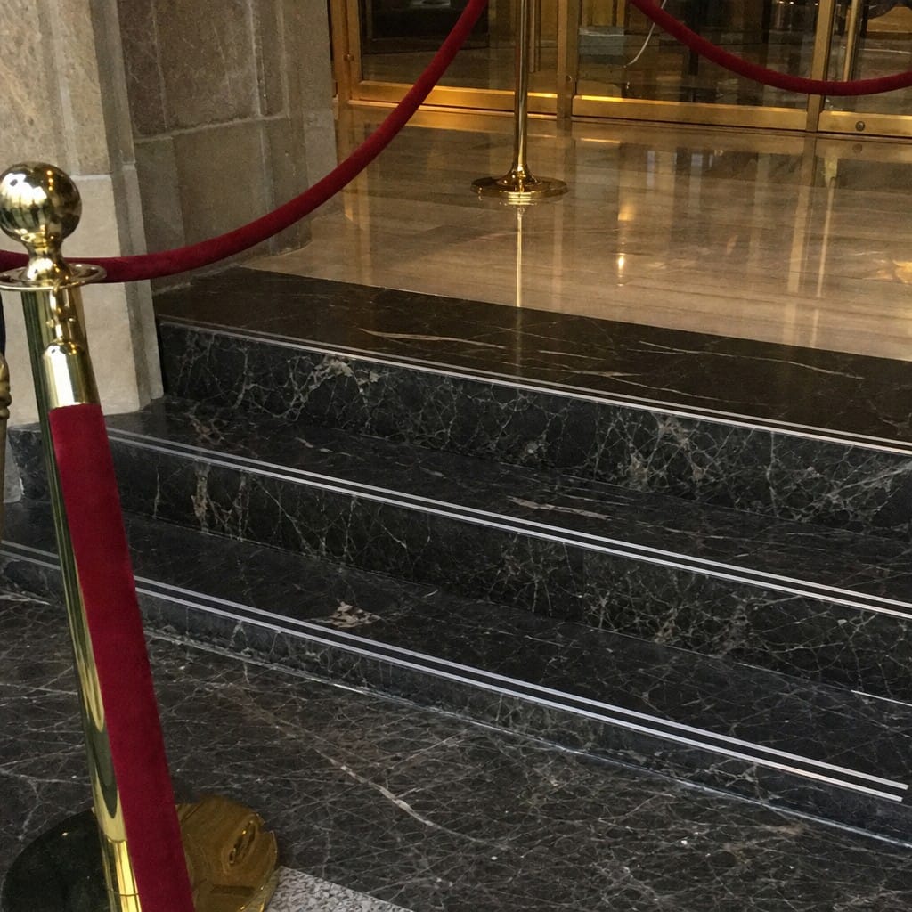 Customer photo review of Stainless Steel Flat Plate Stair Tread Insert Cut to Any Size