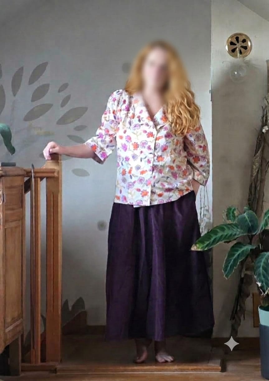 Customer photo review of Jupe Tao — Velours côtelé prune