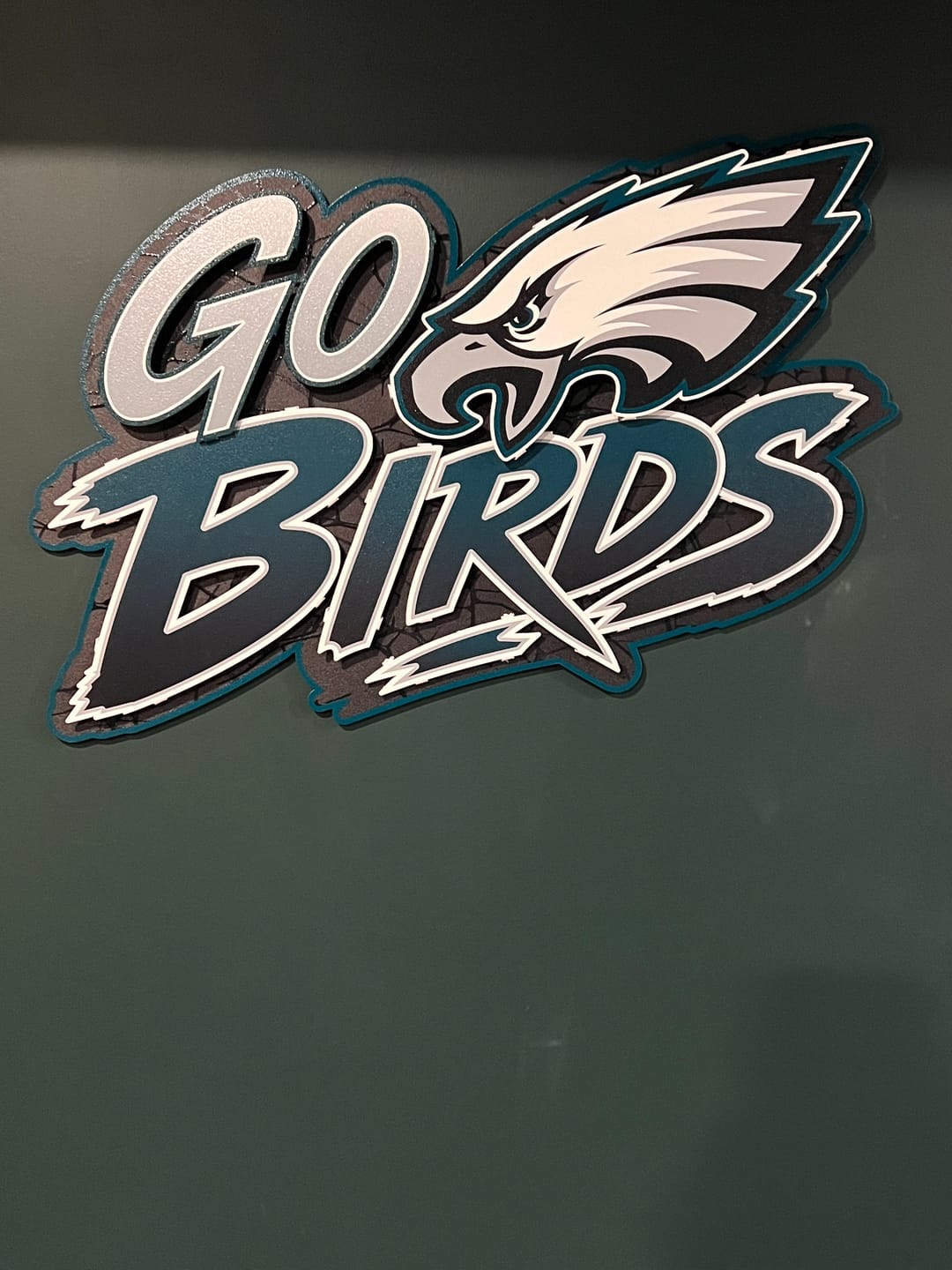 Customer photo review of Philadelphia Eagles - Hex Head EXCLUSIVE "Go Birds" Wordmark 3D Metal Wall Art