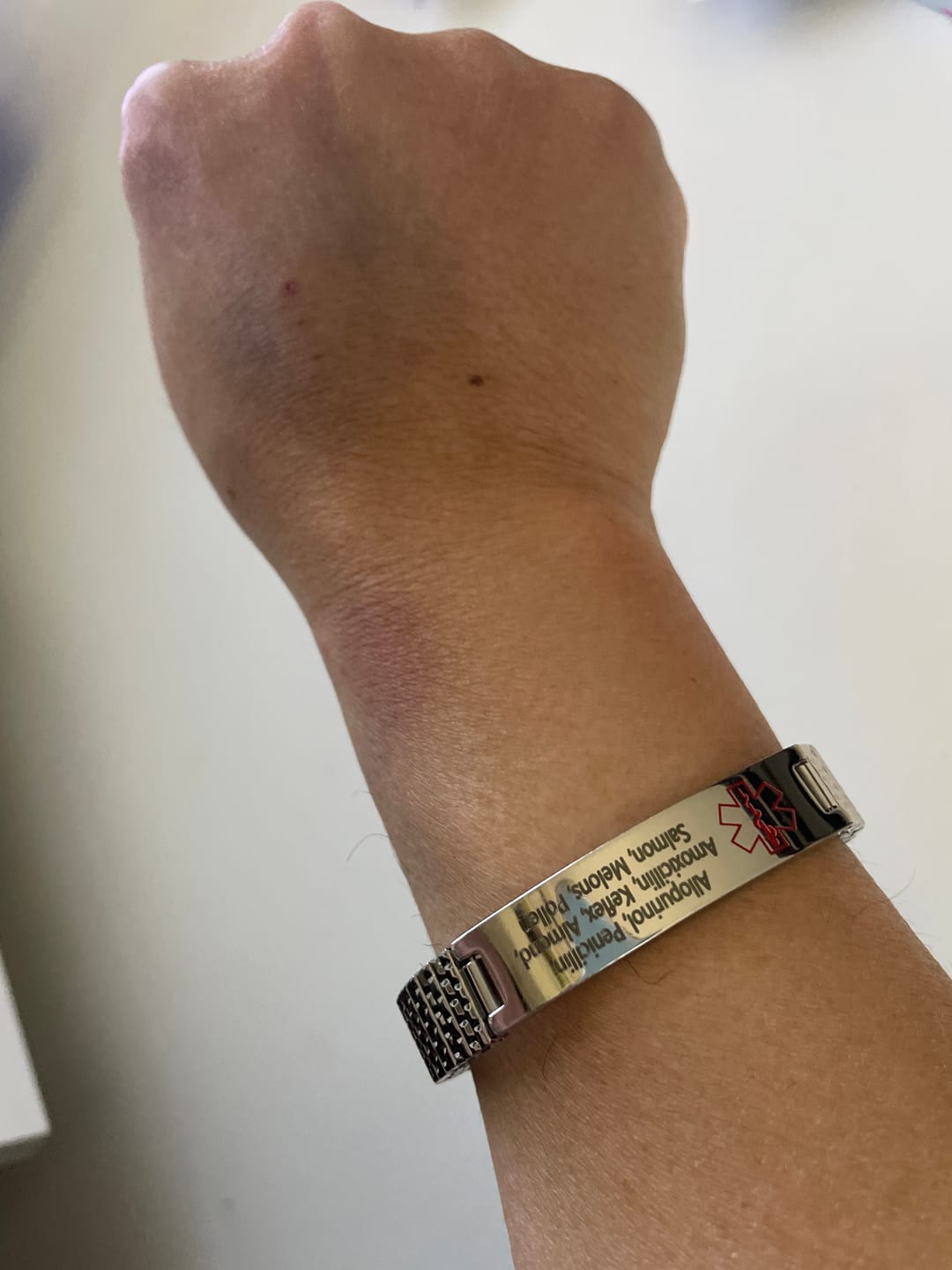 Customer photo review of Stainless Steel Medical Alert ID Stretchable Bracelet