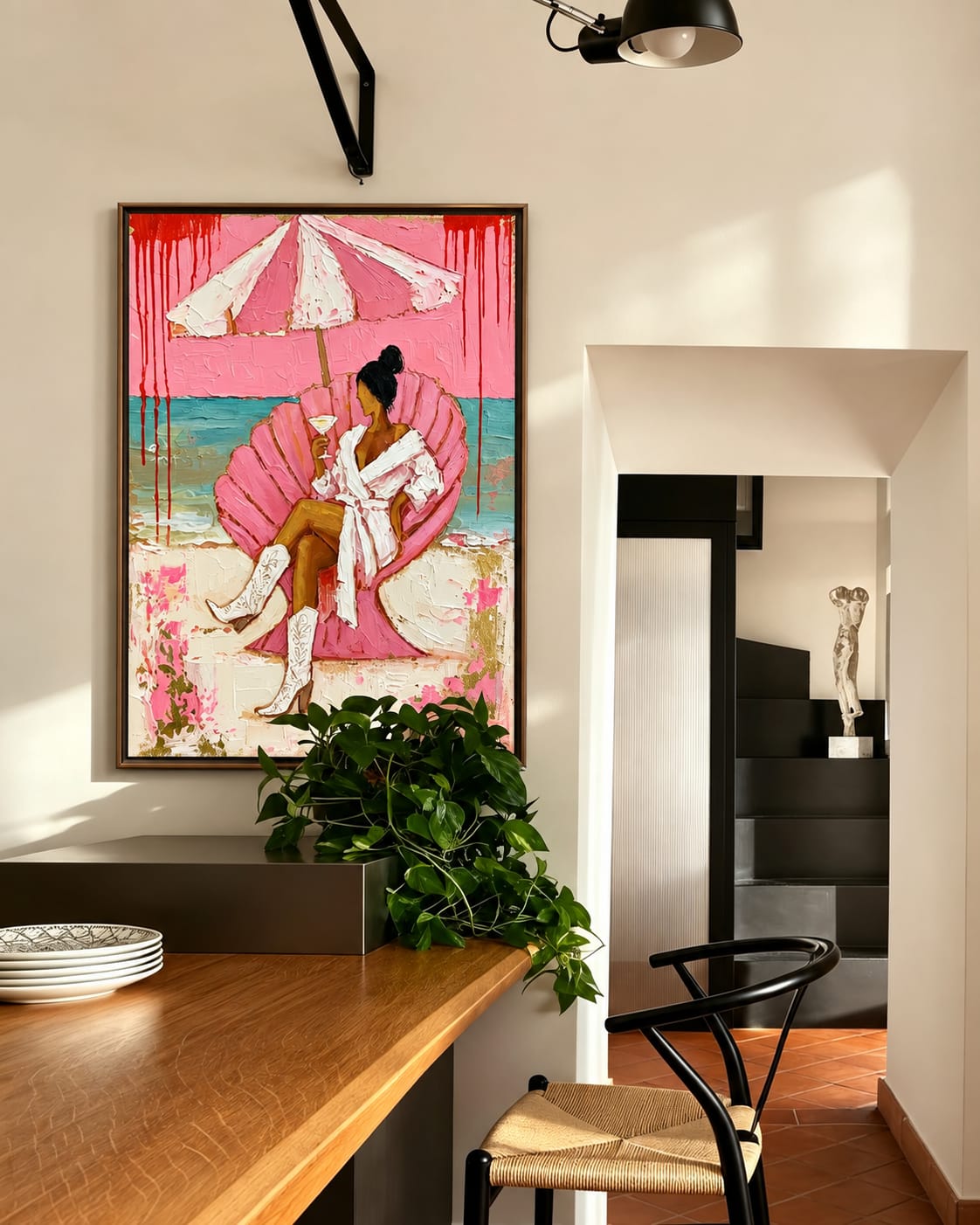 Customer photo review of Pink Tide-Coastal Cowgirl Oil Painting