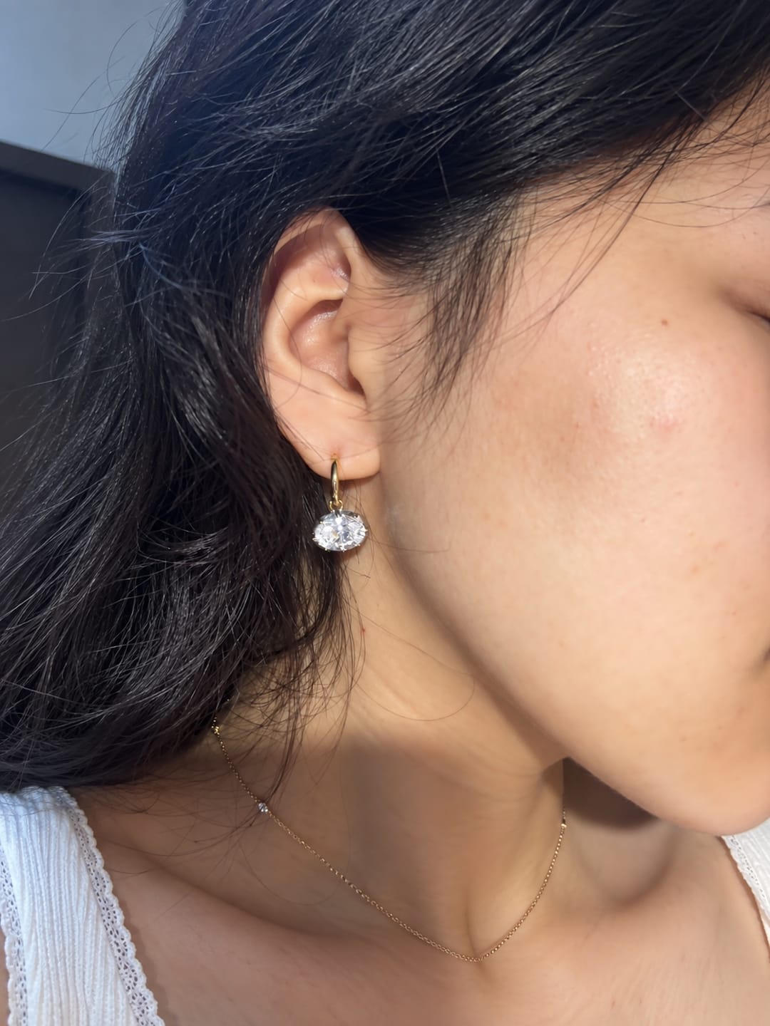 Customer photo review of Classic 8 × 12 mm Oval Huggie Hoop Earrings