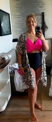 Customer photo review of Emoswim - Damen Badeanzüge Push-Up Bauchweg Bademode V-Ausschnitt Cut-Out Bedeckende Bademode