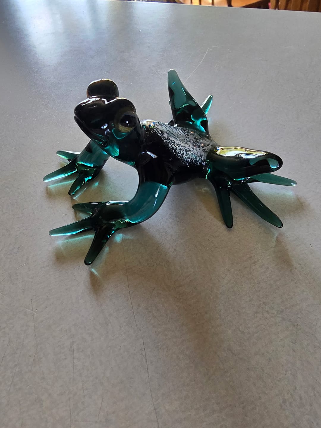 Customer photo review of Glass Frog Figurine with Cremation Ashes