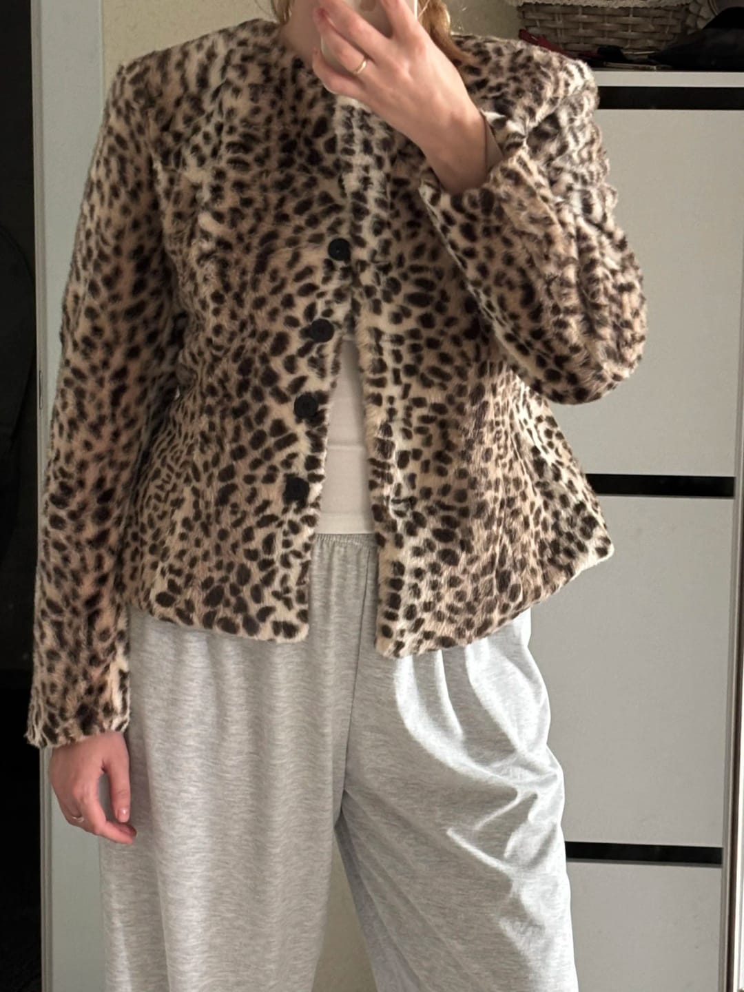 Customer photo review of Katie Leopard Faux Fur Cropped Jacket
