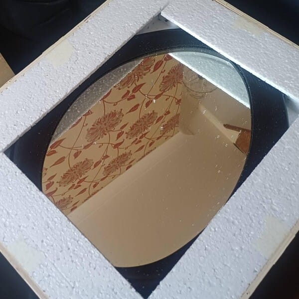 Customer photo review of Walnut Asymmetrical Wall Mirror – Fjord