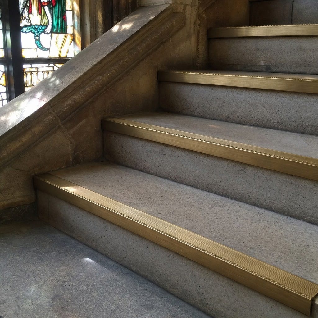 Customer photo review of Solid Brass Ridged Stair Nosing 63x55mm Cut to Any Size