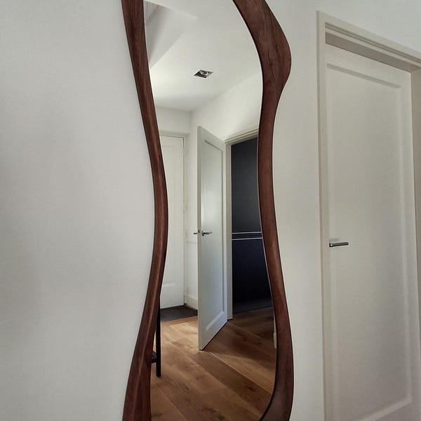 Customer photo review of Walnut Asymmetrical Full-Length Mirror – Contour